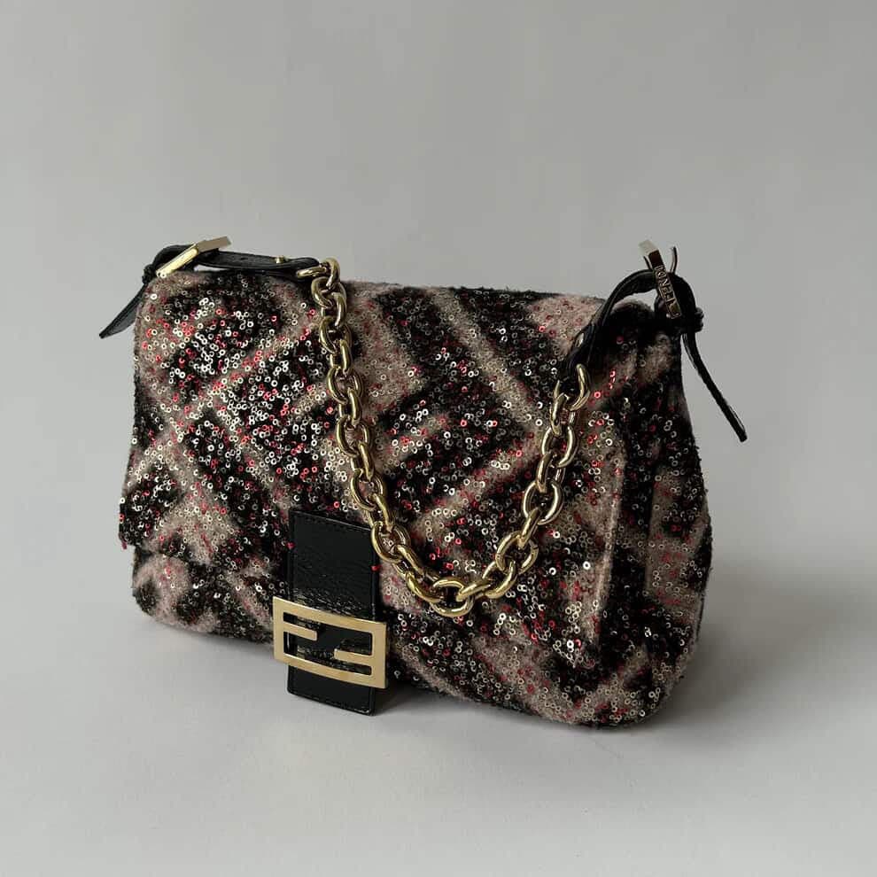 Fendi Mamma Baguette Sequined Zucca - Black & Pink - photo 1